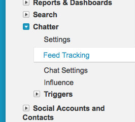 Navigate to App Setup -> Customize -> Chatter -> Feed Tracking to set up the Case Management tool for Chatter feeds.