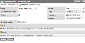 Sample Certificate Record loaded in DER format.